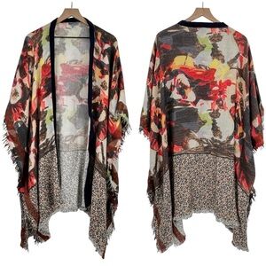 Anthropologie x Conditions Apply Vinario Duster Kimono Multicolor Cheetah | OS